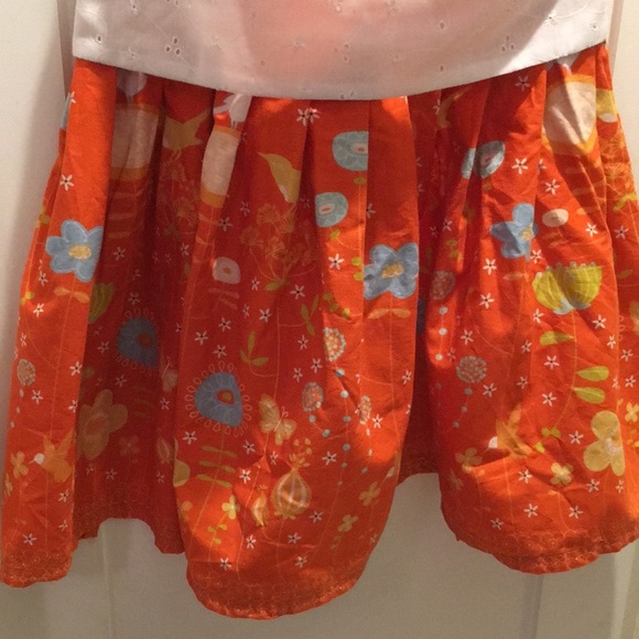 Darling vintage orange floral eyelet lace apron​ - Picture 3 of 8